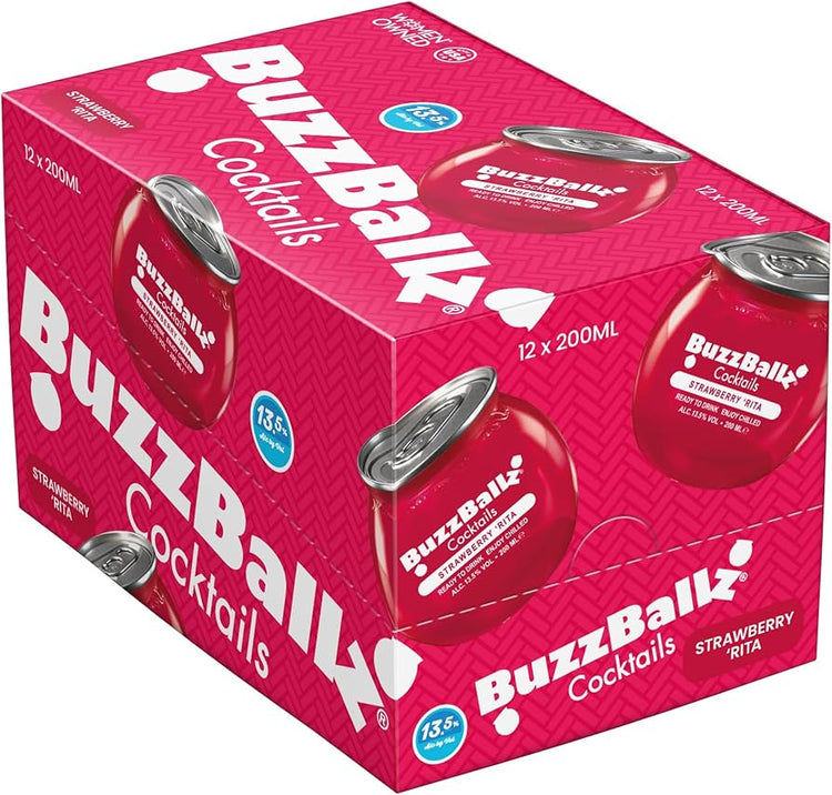 BuzzBallz Cocktails | Strawberry Rita | Multipack x12 | 200ml
